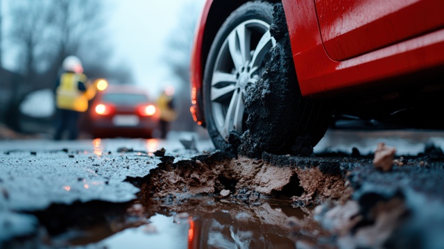 Autofelge in großem Schlagloch